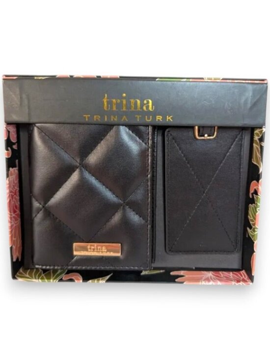 Trina Turk Handbags - Trina Turk Black Quilted Passport Wallet and Luggage Tag Gift Set